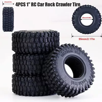 1.0 Inch Rc Truck Rock Crawler Tires Soft Ruber 55mm Wheels Tires For 1/24 SCX24 • $11.38