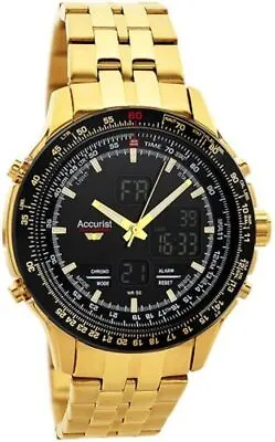 Accurist Mens Dual Display Watch With Black Dial And Gold Bracelet MB1047 • £69.99