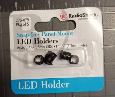 Radio Shack Snap In Panel Mount LED Holders T1 3/4 5mm LEDs 276-0079 1/4“ Hole • $3.99