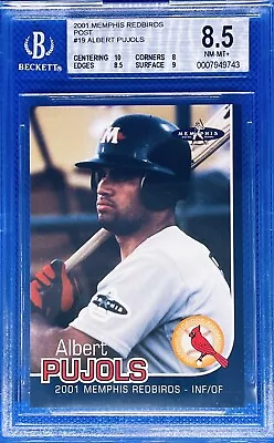 2001 Post Memphis Redbirds #19 Albert Pujols BGS 8.5 NM-MT+ (Minor Leagues!!!) • $169