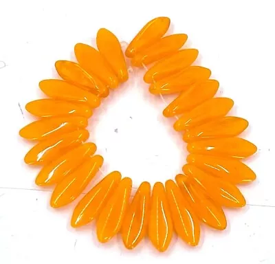 25 Czech Glass Dagger Beads - Opal Orange 16x5mm • $4.99