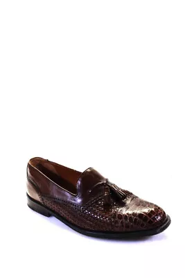 Mezlan Mens Leather Woven Tassel Slide On Loafers Brown Size 10.5 Medium • $42.69