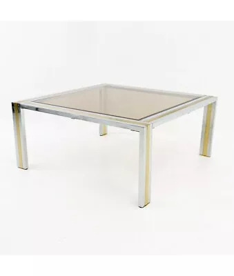 Renato Zevi Italian Mid Century Chrome Brass And Glass Coffee Table • $2195