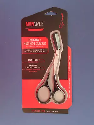 Manmade Eyebrow & Mustache Scissor With Grooming Attachment #4110M  NEW • $3