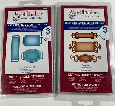 Spellbinders Shapeabilities Tags Fancy Ribbon LOT Of 2 NEW Metal Cutting Dies • $10.95