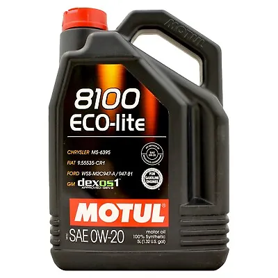 £54.95 • Buy Motul 8100 ECO-Lite 0w-20 0w20 Fully Synthetic Car Engine Oil 5 Litres 5L