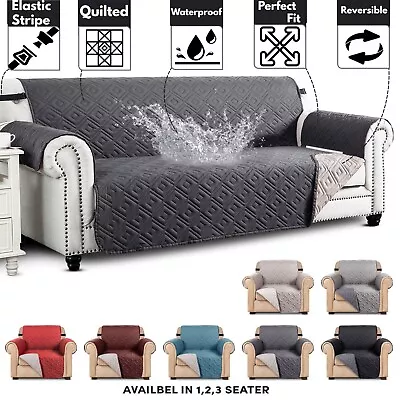 £10.99 • Buy Waterproof Sofa Slip Covers Reversible Quilted Throw Pet Protector Couch Cover