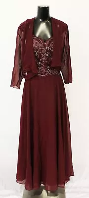 JJ's House Women's Chiffon Lace Mother Of The Bride Dress Set MP7 Cabernet 16W • $49.99