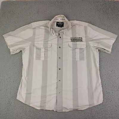 Harley Davidson Shirt Men 2XL Gray White Stripe Mechanic Work Wear Metal Buttons • $24.95