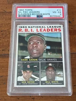 1964 Topps N.L. R.B.I. Leaders Hank Aaron/Ken Boyer/Bill White #11  PSA 4 VG-EX • $45.99