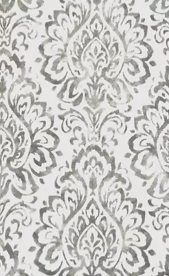 Damask Gray And White Vinyl Tablecloth With  Flannel Backing Kitchen 60'' Round • $11