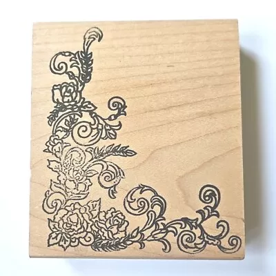 ROSE & FLOURISH CORNER Me & Carrie Lou Rubber Stamp Flower Vine Garden LEAFY Wb3 • $11.97