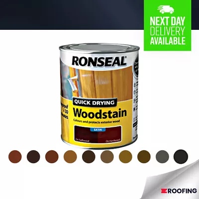 RONSEAL Quick Drying Wood Stain SATIN - All Colours Available • £12.37