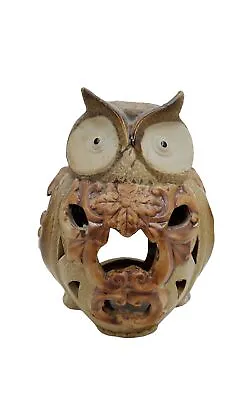Vintage Stoneware Owl Candle Holder/ Illuminary/ Lantern  7 H X 4.5 W • $23.10