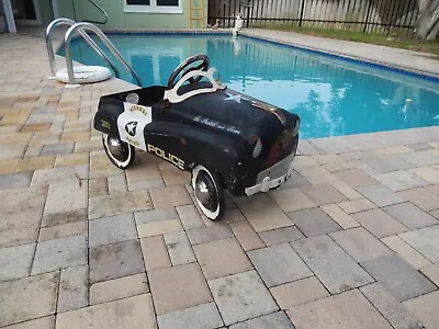 Vintage  Police Highway Patrol Metal Pedal Car By Burns Novelty & Toy Co • $83