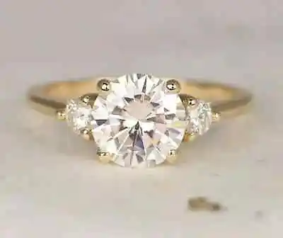 3CT Round Cut Moissanite 3-Stone Engagement & Wedding Ring 14K White Gold Over • $212.90