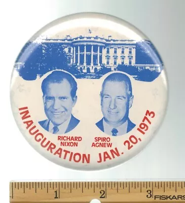 RICHARD NIXON / Spiro Agnew - 1973 -  Inauguration - 3-3/8  Button / Pin Pinback • $8.95