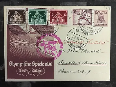 1936 Berlin Germany Hindenburg LZ 129 Zeppelin Olympics PS Postcard Cover  • $99.99