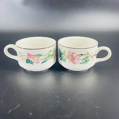 VILLEROY & BOCH Palermo Morning Glory Stackable  Demitasse Cups Set Of 2 Pair • $19.99