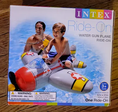 Intex Water Gun Plane Ride On Pool Floatation Toy GRAY YELLOW NEW IN BOX • $27.12
