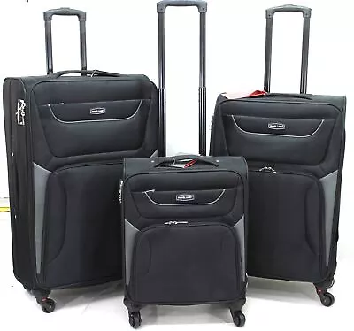 3Pcs Expandable 4 Wheel Suitcases Set Travel Lightweight Hand Luggage Cabin Bag • £29.99