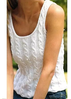 £3.99 • Buy Ladies Summer Top Knitting Pattern In DK. Cotton. Cable Pattern. Crop Top. Girls