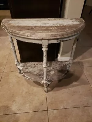 Mid Century Venetian Salvage Side Table Natural Patina White Real Wood • $430