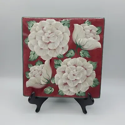 Lesal Ceramics Hand Painted Floral Trivet  By Lisa Lindberg Van Nortwick • $22.95