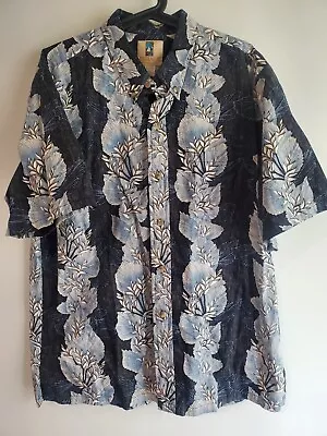 Kahala Hawaiian Shirt Large Vintage 1990's Vertical Floral Print 100% Cotton • $39.99