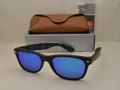 Ray Ban NEW WAYFARER (RB2132-622/17 55) Rubber Black With Gray Mirror Blue Lens • $141