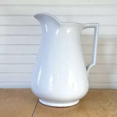 Vintage Large Davenport  White Ironstone Pitcher Country Farmhouse • $94.99