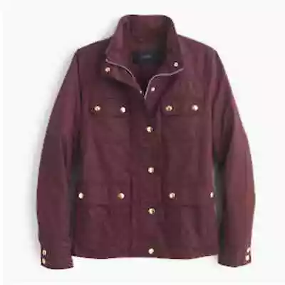 J Crew Downtown Field Snap & Zip Up Jacket Burgundy XXS Long Sleeves Lightweight • $39.95