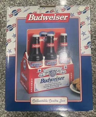 VINTAGE Enesco BUDWEISER 6-pack COOKIE JAR 1998 America's Favorite NIB • $49.99