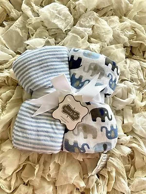 NWT Mud Pie Elephant Baby Swaddles Set Of Two Blankets • $34.99