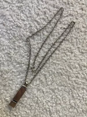 VINTAGE Whistle Pendant Necklace Silver Chain Free Shipping • $15.99