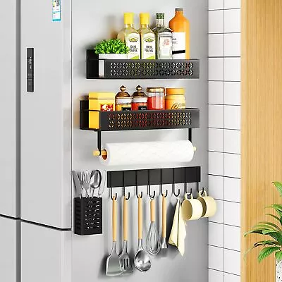 Magnetic Spice Rack For Refrigerator With Paper Towel Holder 5 Pack Magnetic... • $29.77