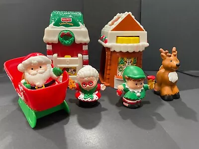 Fisher Price  Christmas Village Post Office Bakery Santa Mrs Claus Sleigh Elf + • $24.95