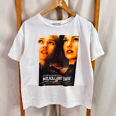 Mulholland Drive Shirt Womens Medium White David Lynch Movie Short Sleeve Zara • £12.47