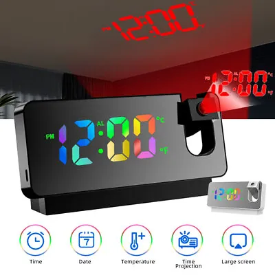 £15.99 • Buy Digital LED Projection Alarm Clock Temperature Date Snooze Ceiling Dimming Clock