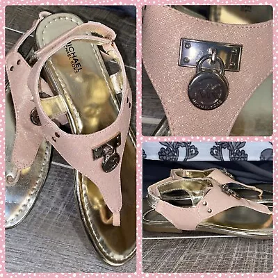 Michael Kors Light Pink Glitter Thong Sandals Women’s 5 Beach Summer Shoes • $24.99