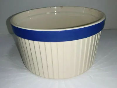 Ivory With Blue Band Ribbed Bowl T.G. Green LTD CHURCH GRESLEY Made In England.  • $34.64