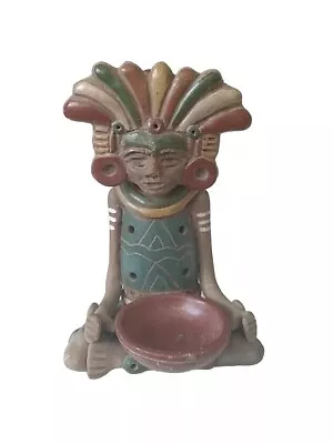 Vintage Mayan Aztec Tribal Clay Flute Whistle Mexican Pottery Statue 7.25  Tall • $32.99