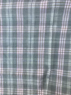 3 Yds Vtg Madras Crayon Glick Textiles Green Tan Ivory Sm Plaid Homespun Fabric • $14.95