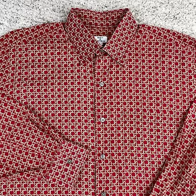 VTG Maus Hoffman Shirt Mens Large Geometric Pattern Red Gold USA Long Sleeve GUC • $58.89