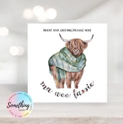 £3 • Buy Personalised Highland Cow Greeting Card/Tartan/Highland Cow/Humour/
