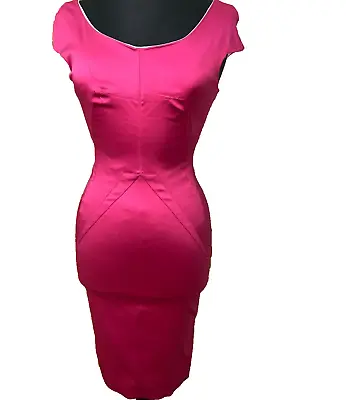 Dolce And Gabbana D&G  Fuchsia Pink Wiggle Satin Dress IT40 UK8 US4 EU34 • £110