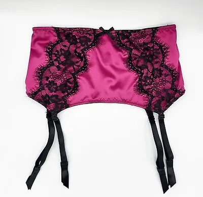 Ann Summers Maclelyn Waspie Suspender Belt Pink/Black XXL 24-26 Tag  • £9.75