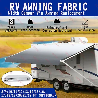  8-22FT RV Replacement Awning Fabric Shading Roll Out Vinyl Suit Camper Caravan • $109.93