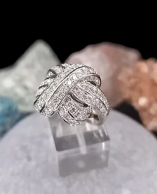 Handmade 14K White Gold 5.00 CTW SI1 G-H Diamond Love Knot Cocktail Ring. • $5239.98