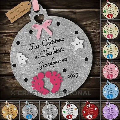 Personalised Babys First 1st Christmas As Grandparents Gift Tree Bauble Decor • £4.95